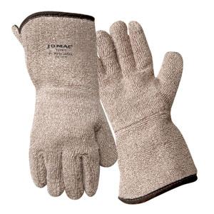 Brown and White Terry Cloth Gloves